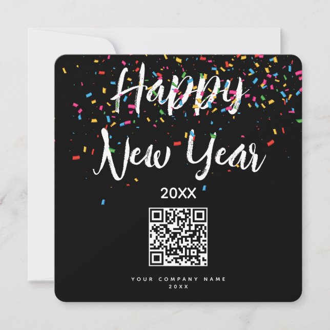 Happy New Year Corporate Business QR Code Holiday (Front)