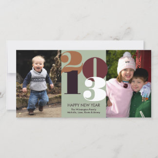 Happy new year count down brown funky greeting holiday card