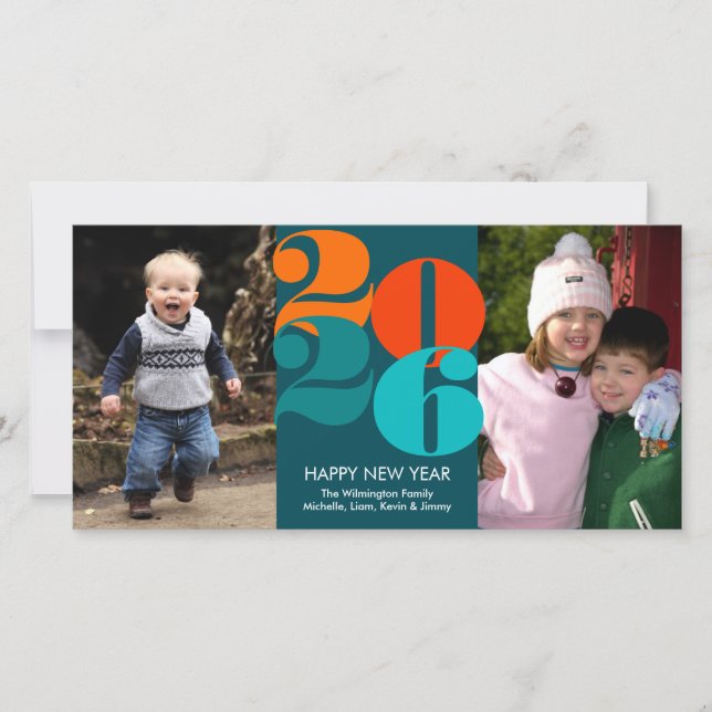 Happy new year count down navy funky greeting holiday card (Front)