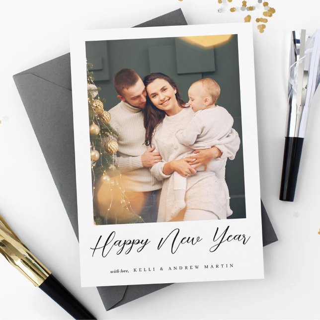 Happy New Year Couple Family Lovers Photos Custom Thank You Card (Creator Uploaded)