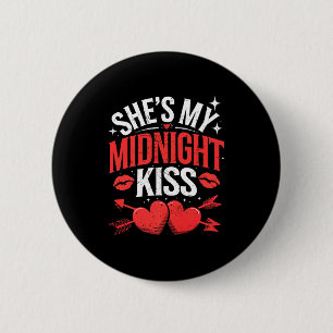 Happy New Year Couples She's My Midnight Kiss Vale 6 Cm Round Badge