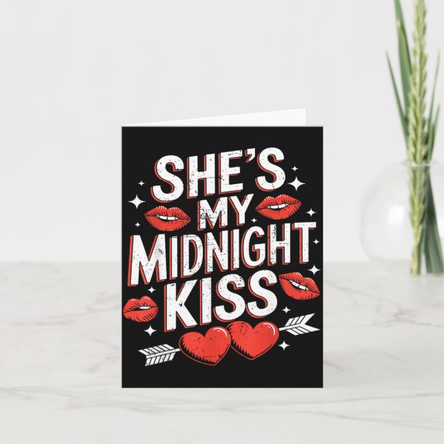 Happy New Year Couples She's My Midnight Kiss Vale Card (Front)