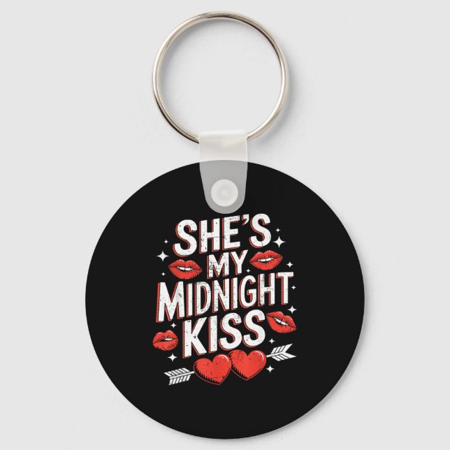 Happy New Year Couples She's My Midnight Kiss Vale Key Ring (Front)