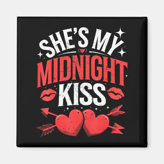 Happy New Year Couples She's My Midnight Kiss Vale Magnet (Front)