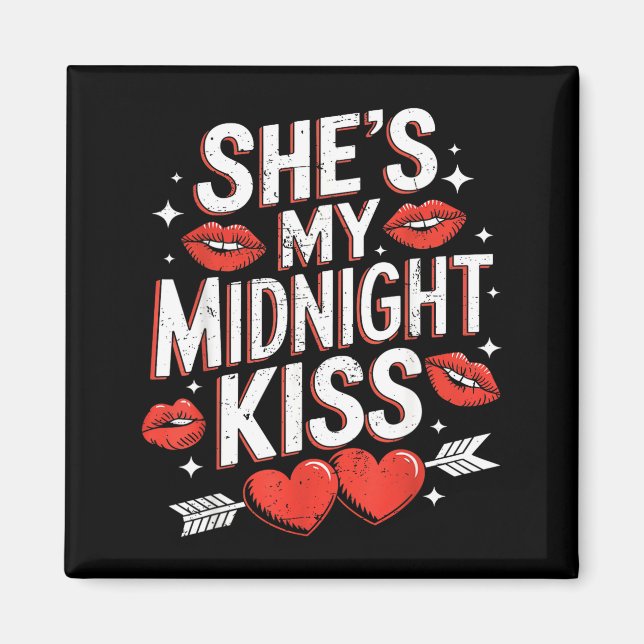 Happy New Year Couples She's My Midnight Kiss Vale Magnet (Front)
