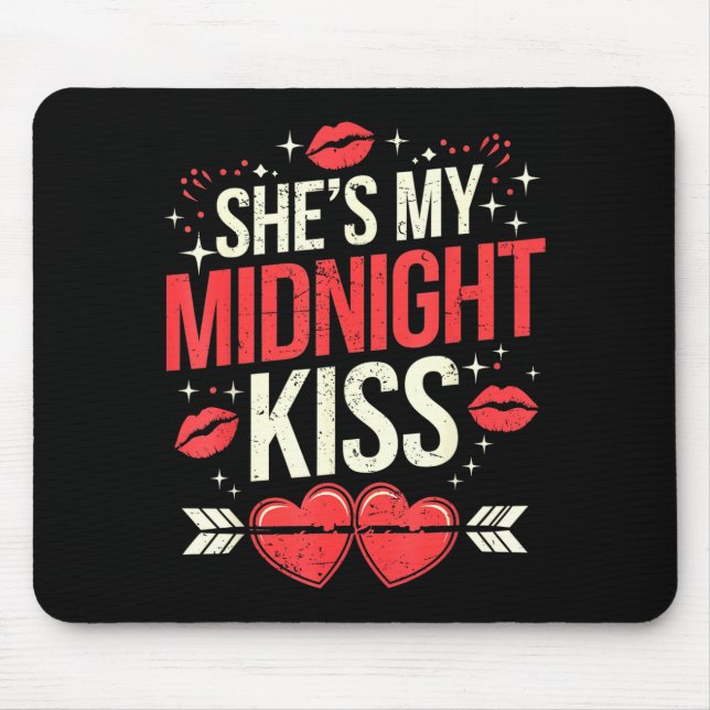 Happy New Year Couples She's My Midnight Kiss Vale Mouse Mat (Front)