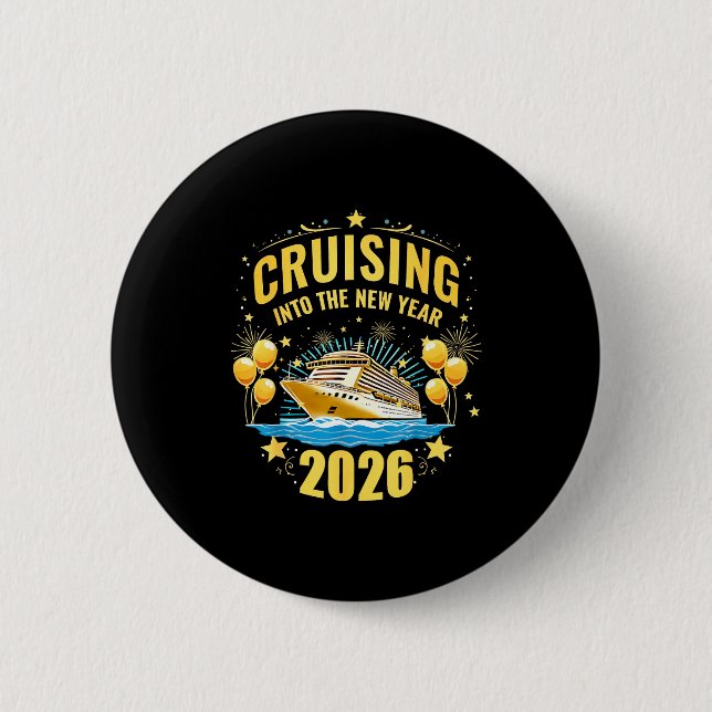 Happy New Year Cruise 2026 Party Trip Cruising Int 6 Cm Round Badge (Front)