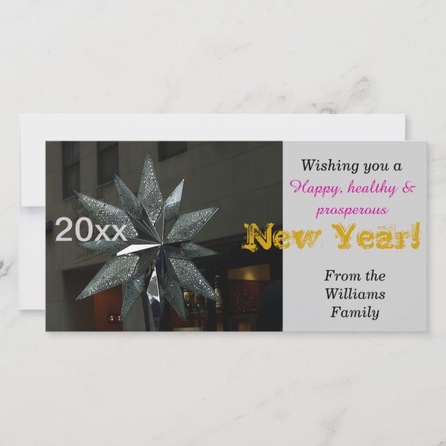 Happy New Year Crystal Star Card (Front)