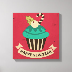 Happy New Year Cupcake Canvas Print