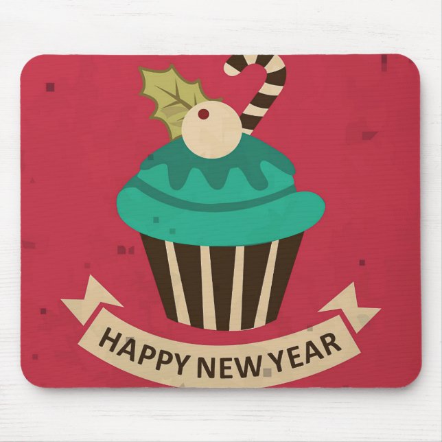 Happy New Year Cupcake Mouse Mat (Front)