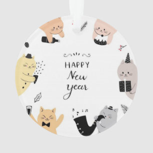 Happy New Year Custom Cat Photo Ornament