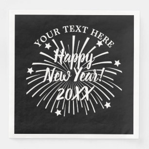 Happy New Year custom dinner party napkins