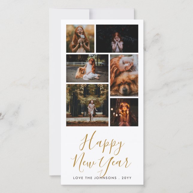 Happy New Year Custom Greeting Holiday Collage Card (Front)