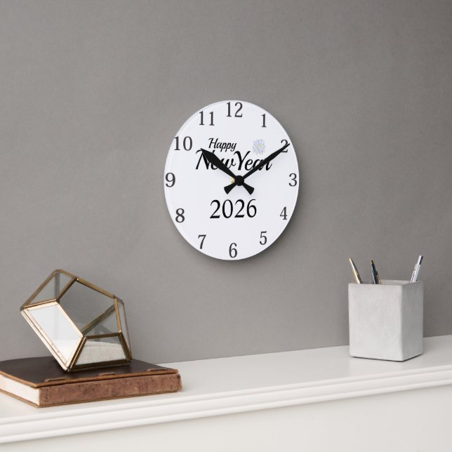 Happy New Year Custom Present Round Clock (Office)