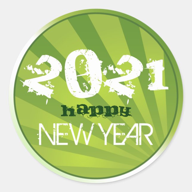 Happy New Year Customisable Classic Round Sticker (Front)