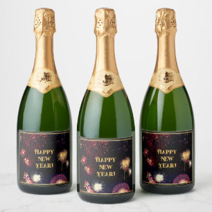 Happy New Year (customisable) Sparkling Wine Label