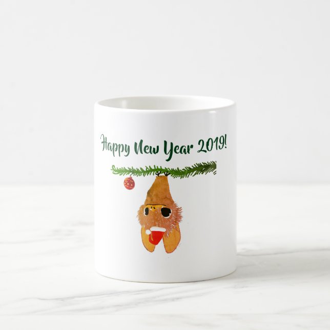 Happy New Year, Cute Bat  Mug (Center)
