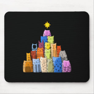 Happy New Year, Cute Funny Christmas Cats Decorati Mouse Mat