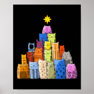 Happy New Year, Cute Funny Christmas Cats Decorati Poster