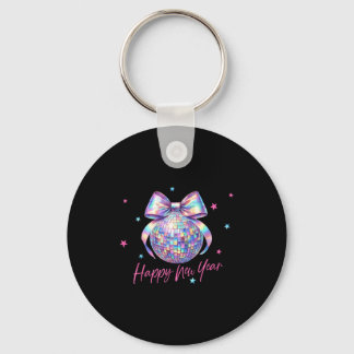 Happy New Year Cute Nk Disco Ball Bow New Year's E Key Ring