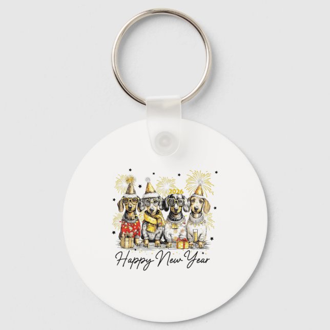 Happy New Year Dachshund Dog Lover 2026 New Year H Key Ring (Front)