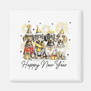 Happy New Year Dachshund Dog Lover 2026 New Year H Magnet
