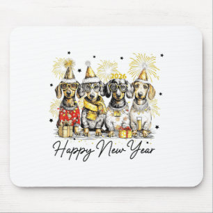 Happy New Year Dachshund Dog Lover 2026 New Year H Mouse Mat