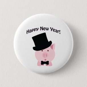 Happy New Year! Dapper Pig 6 Cm Round Badge