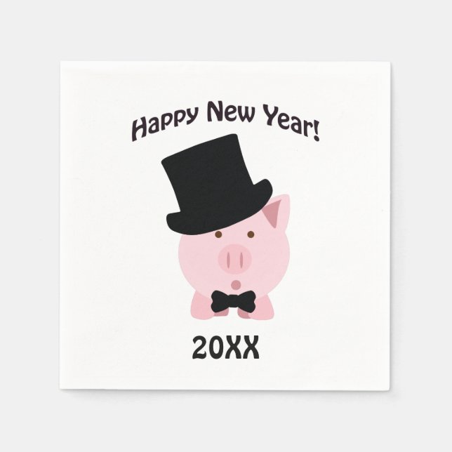 Happy New Year! Dapper Pig Napkin (Front)
