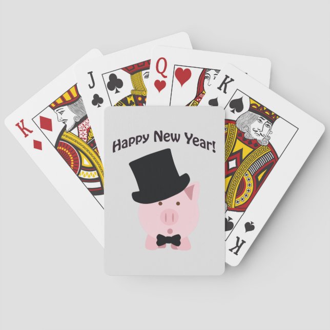 Happy New Year! Dapper Pig Playing Cards (Back)