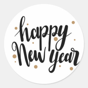 Happy New Year Design Classic Round Sticker