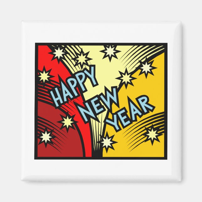 Happy New Year Design Magnet (Front)