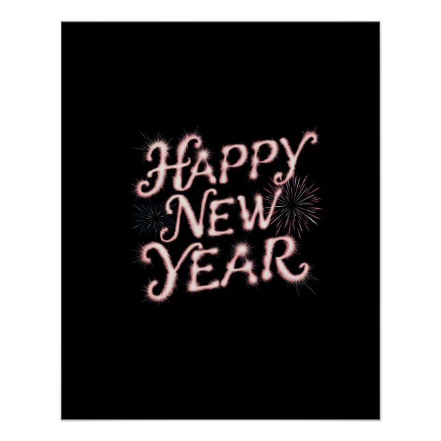 Happy New Year Digital Art Design Poster (Front)