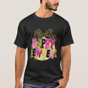 Happy New Year Disco Ball Coquette Bow New Years E T-Shirt