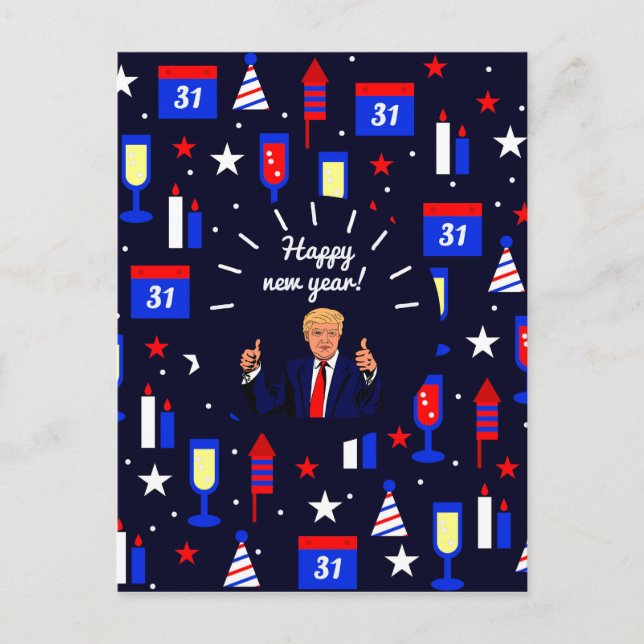 happy new year donald trump holiday postcard (Front)