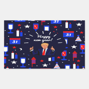 happy new year donald trump rectangular sticker
