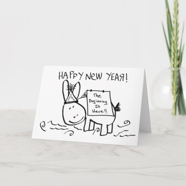 happy new year donkey holiday card (Front)