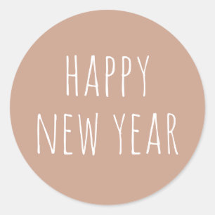Happy New Year Dusty Rose Beige Simple Neutral Classic Round Sticker
