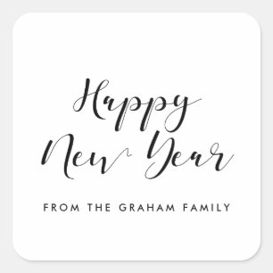 Happy new Year elegant calligraphy Square Sticker