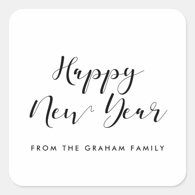 Happy new Year elegant calligraphy Square Sticker (Front)