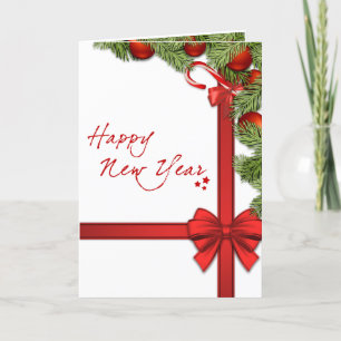 Happy New Year Elegant Christmas Decorations Holiday Card