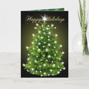 Happy New Year Elegant Christmas Tree Decorations Holiday Card