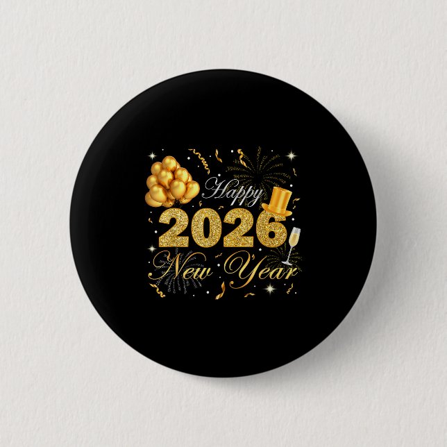 Happy New Year Eve Party 2026 Family Matching Cost 6 Cm Round Badge (Front)