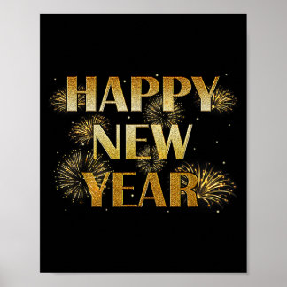 Happy New Year Eve Party Fireworks Confetti Kids M Poster