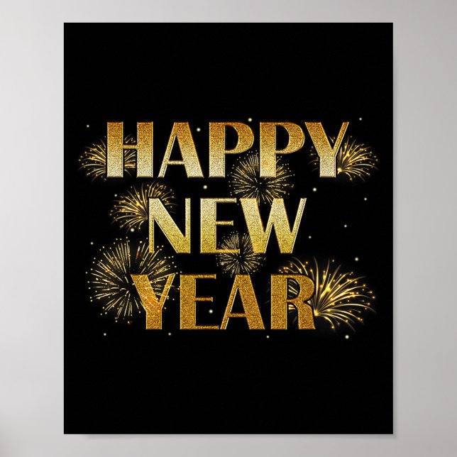 Happy New Year Eve Party Fireworks Confetti Kids M Poster (Front)