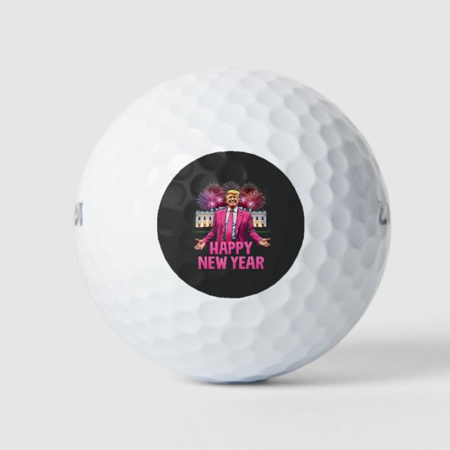 Happy New Year Eve Trump Resolution 2025 Golf Balls (Front)