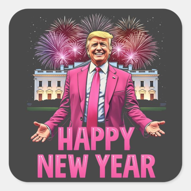 Happy New Year Eve Trump Resolution 2025 Square Sticker (Front)