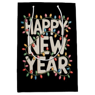 Happy New Year Family Christmas Xmas Holiday Medium Gift Bag