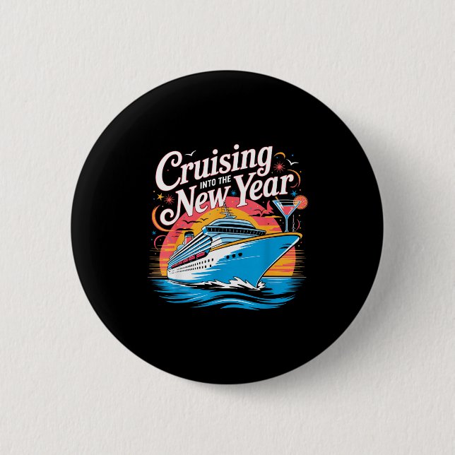 Happy New Year Family Cruise Matching Celebration  6 Cm Round Badge (Front)