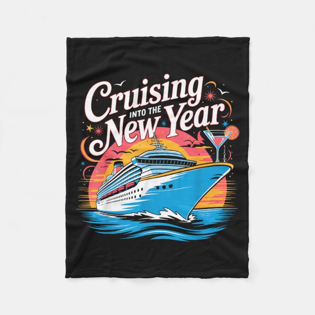 Happy New Year Family Cruise Matching Celebration  Fleece Blanket (Front)